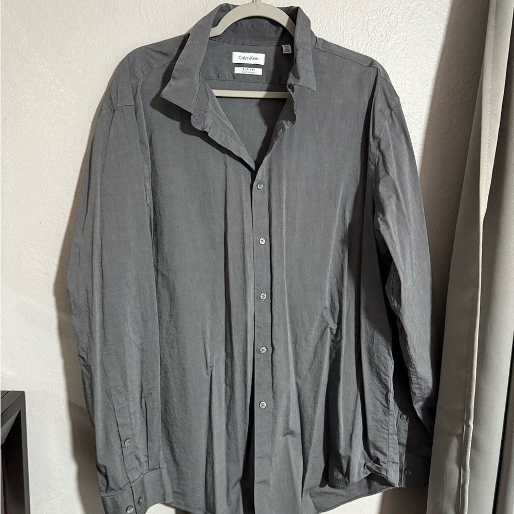 Calvin Klein Gray Button-Up Shirt